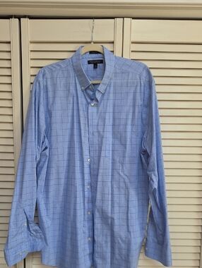 Banana Republic Light Blue Windowpane Dress Shirt/xl Slim Fit